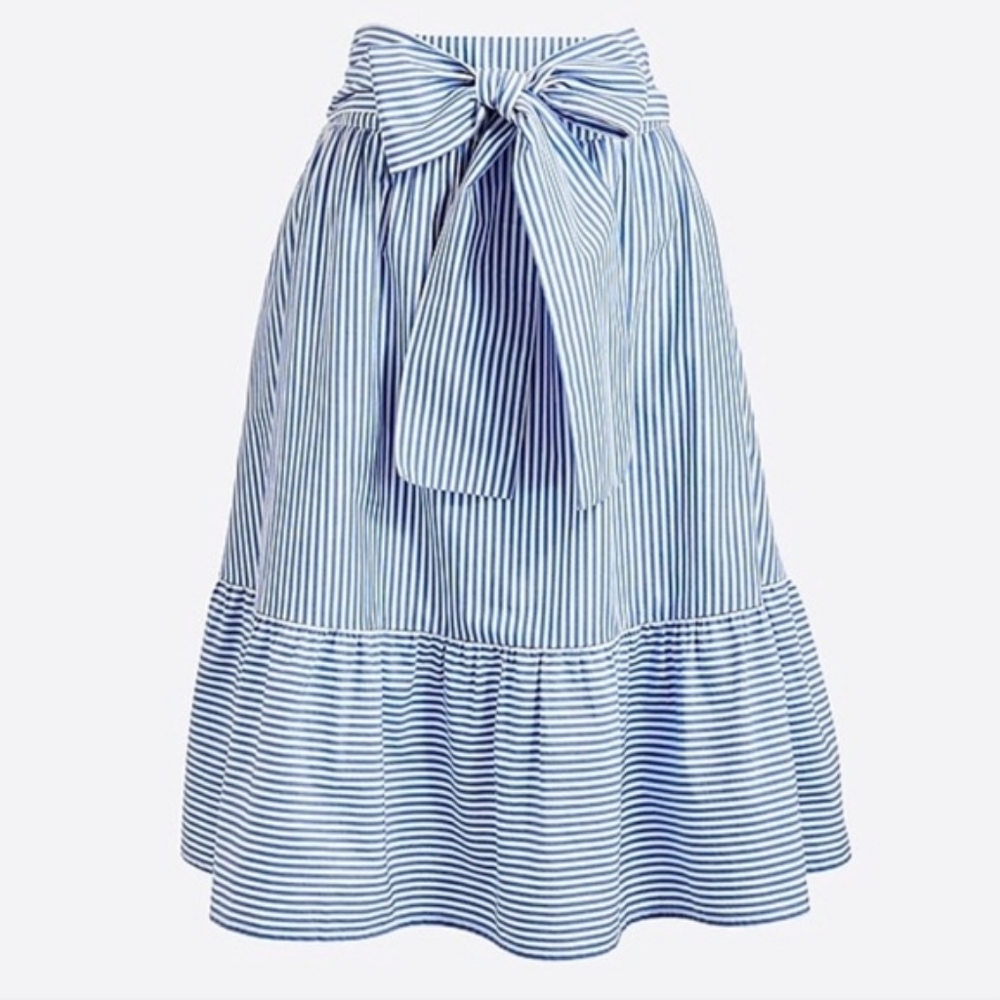 J. Crew Factory Striped Blue & White Midi Skirt sz 6